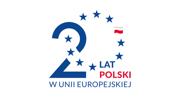 Grafika - napis 20 lat Polski w Unii Europejskiej