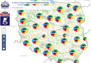 Na zdjęciu mapa Polski z zaznaczonymi zgłoszeniami