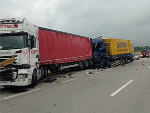 Na zdjęciu pojazdy uczestniczące w zdarzeniu.