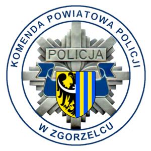 Na zdjęciu logo Komendy powiatowej Policji w Zgorzelcu