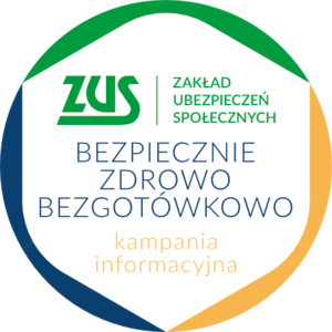 Na zdjęciu logo kampanii: Bezpiecznie, zdrowo, bezgotówkowo&quot;