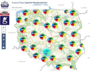 Na zdjęciu fragment Krajowej Mapy Zagrożeń Bezpieczeństwa