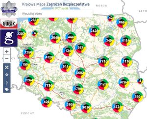 Na zdjęciu fragment Krajowej Mapy Zagrożeń Bezpieczeństwa