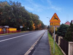 Na zdjęciu znak ostrzegawczy o zwierzynie