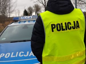 Na zdjęciu policjant i radiowóz