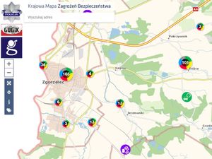 Na zdjęciu fragment Krajowej Mapy Zagrożeń Bezpieczeństwa