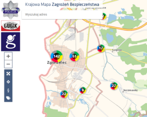 Na zdjęciu fragment Krajowej Mapy Zagrożeń Bezpieczeństwa
