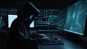 Na zdjęciu postać przed komputerem