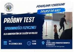Na zdjęciu informacje o teście ujęte w komunikacie