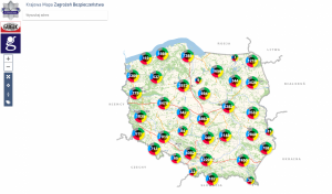 Na zdjęciu print screen z Krajowej Mapy Zagrożeń Bezpieczeństwa z mapą Polski